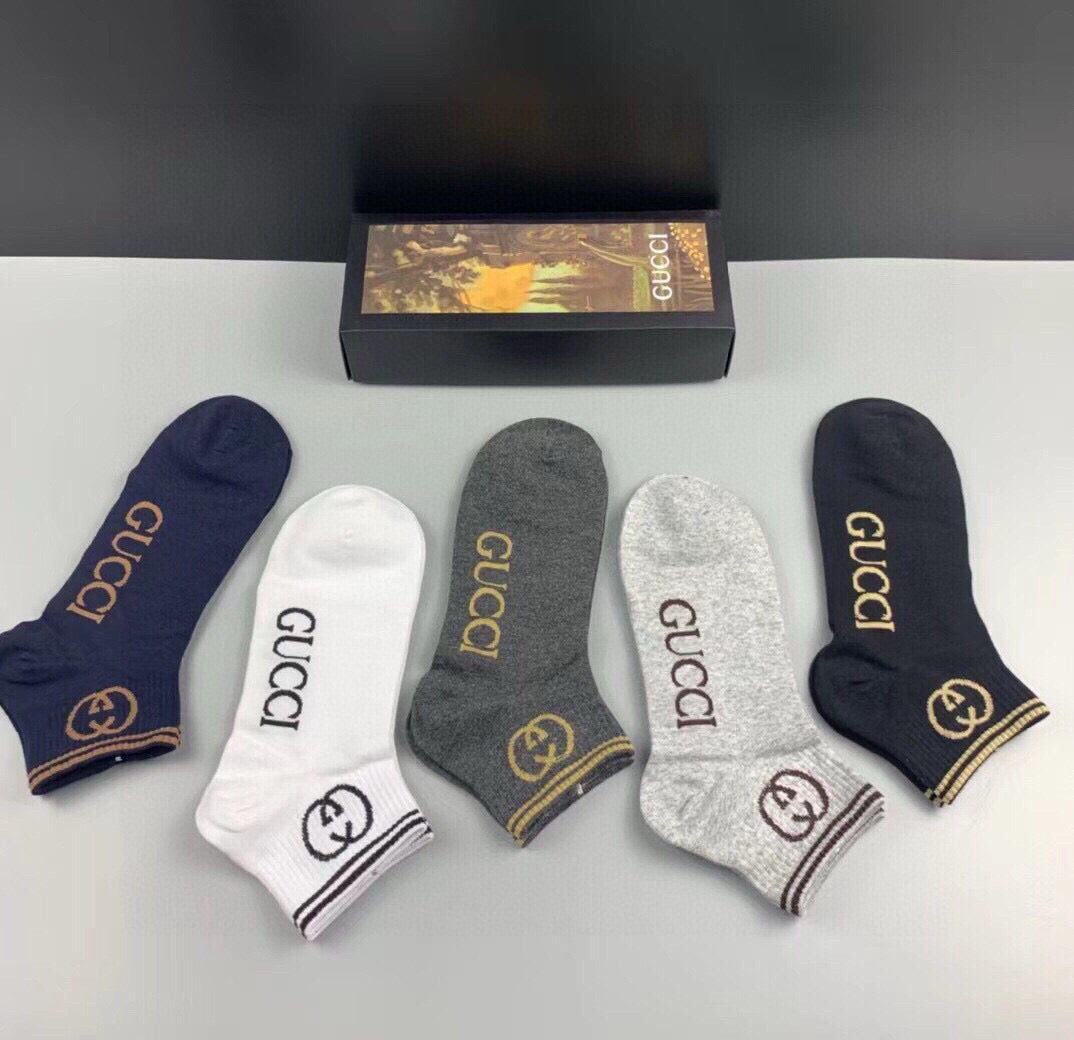 Gucci Jacquard Cotton Socks - Five Pairs Gift Box