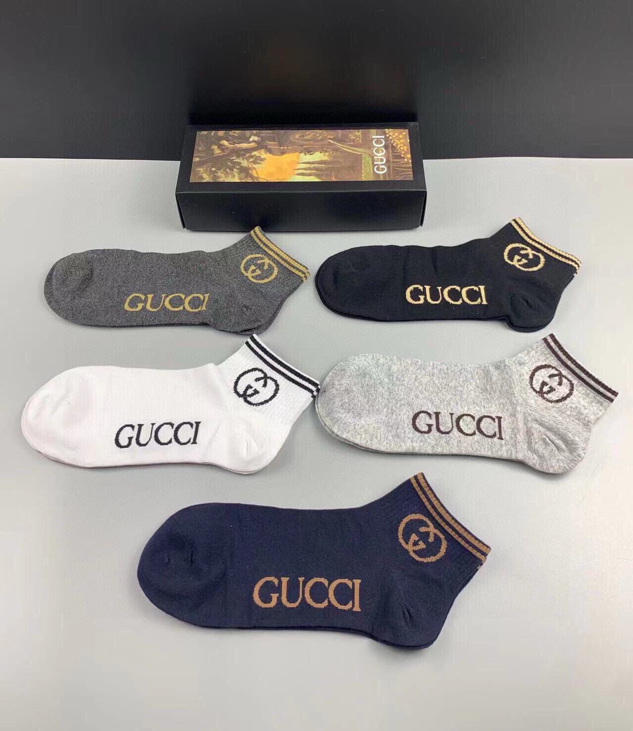 Gucci Jacquard Cotton Socks - Five Pairs Gift Box