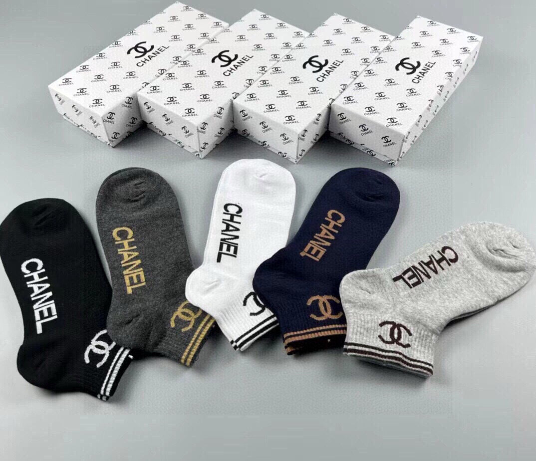 CHANEL Classic Men's Cotton Socks - Set of 5 Pairs