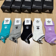 Adidas Clover Logo Cotton Socks - 5 Pairs Box