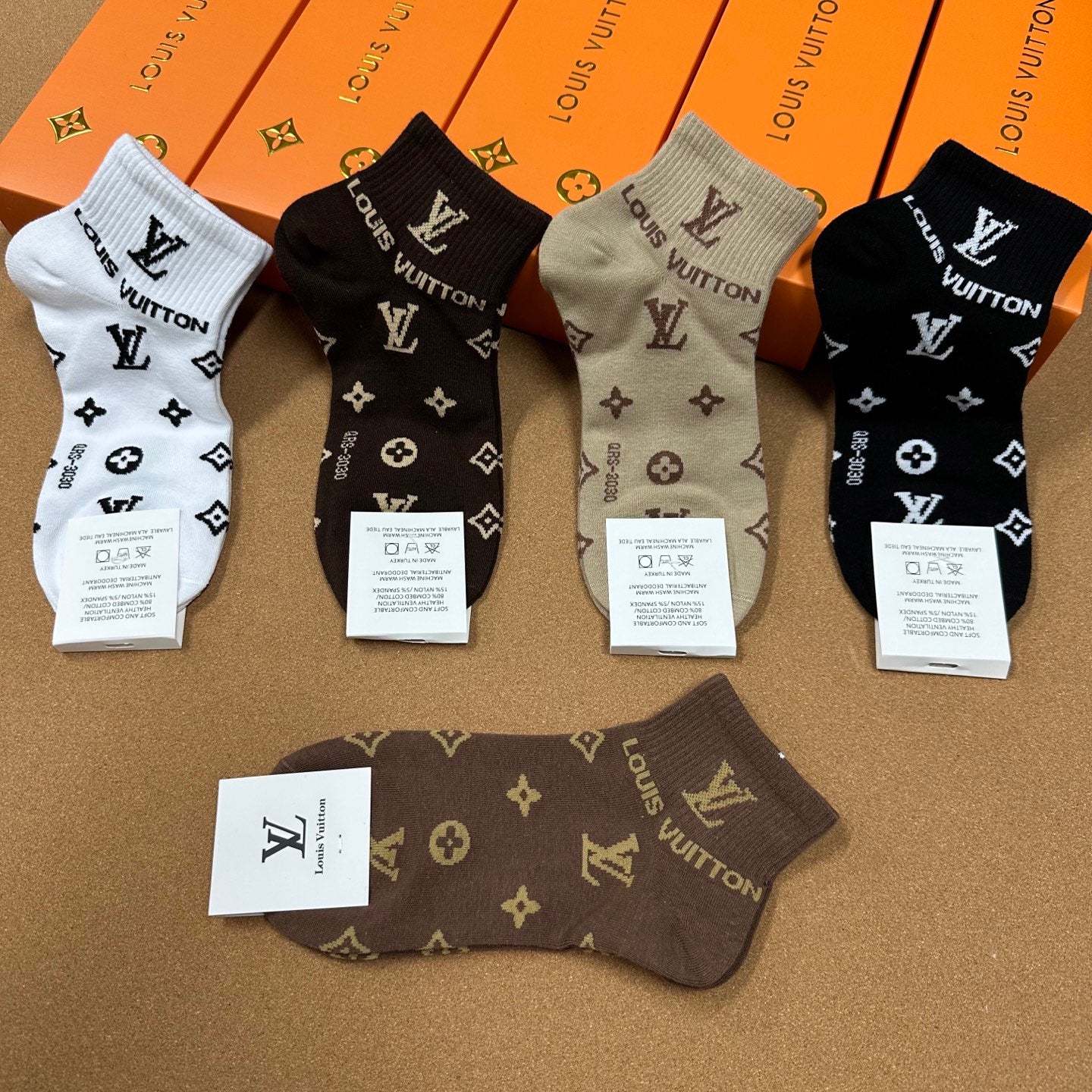 Louis Vuitton Classic Jacquard Socks Set (5 Pairs)