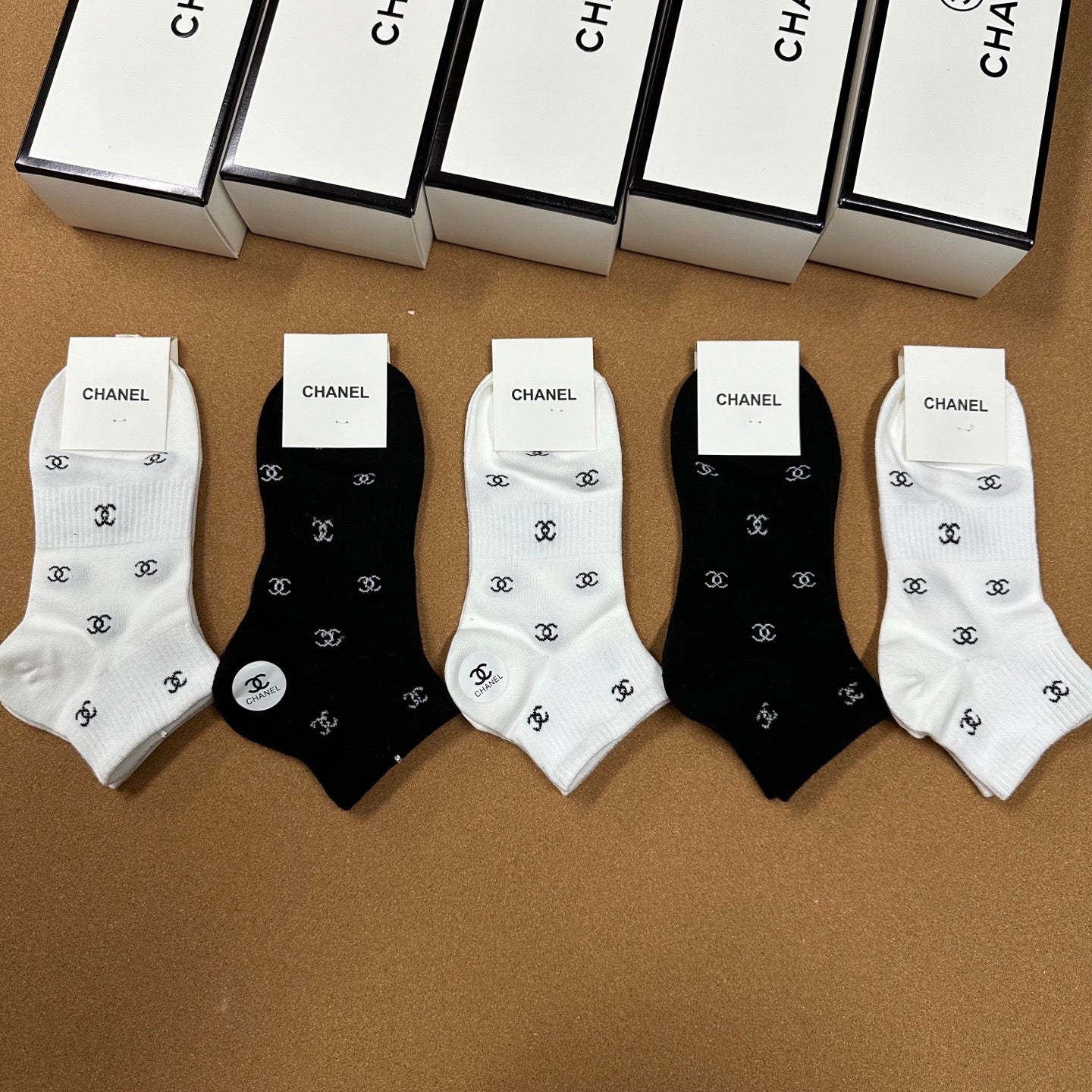 Chanel Women's Cotton Socks - Set of 5 Pairs