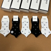 Chanel Women's Cotton Socks - Set of 5 Pairs