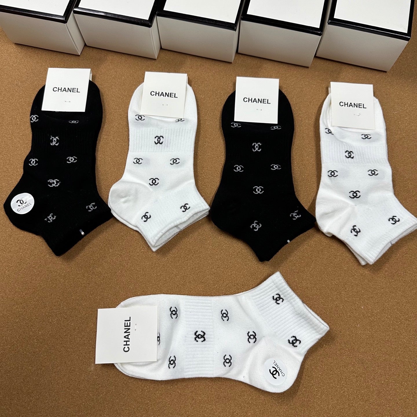 Chanel Women's Cotton Socks - Set of 5 Pairs