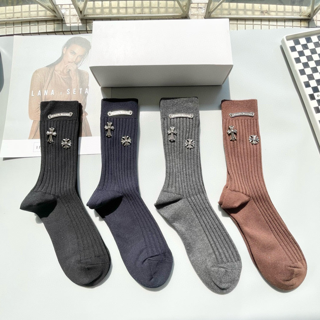 Stylish High-Top Socks - Four Pairs Box Set