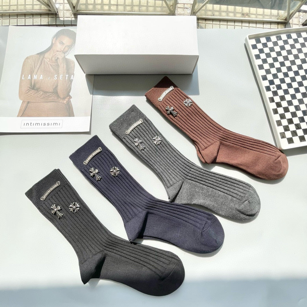 Stylish High-Top Socks - Four Pairs Box Set