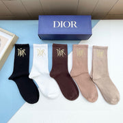 DIOR Classic Black Short-Tube Socks - Unisex Cotton Comfort