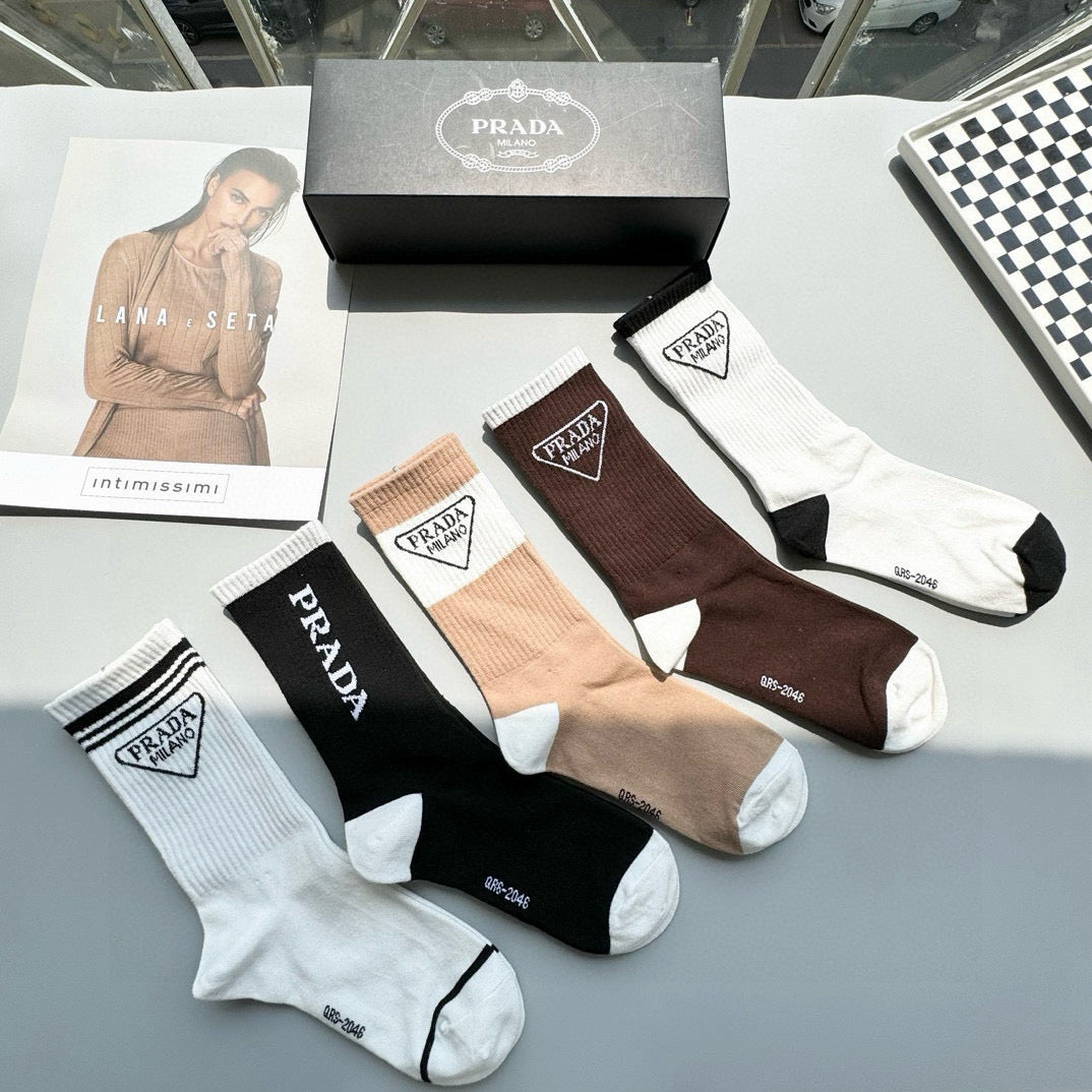 PRADA High-Top Socks - Five Pairs in One Box