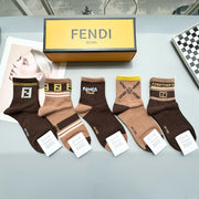 FENDI Big F Mid-Calf Socks - Unisex Cotton Comfort