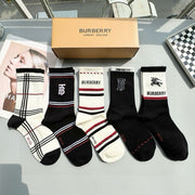 Burberry Embroidered TB Mid-Length Socks - Five Pairs