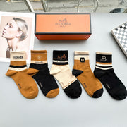HermÃ¨s Classic Mid-Calf Cotton Socks â€“ Five Pairs Box Set
