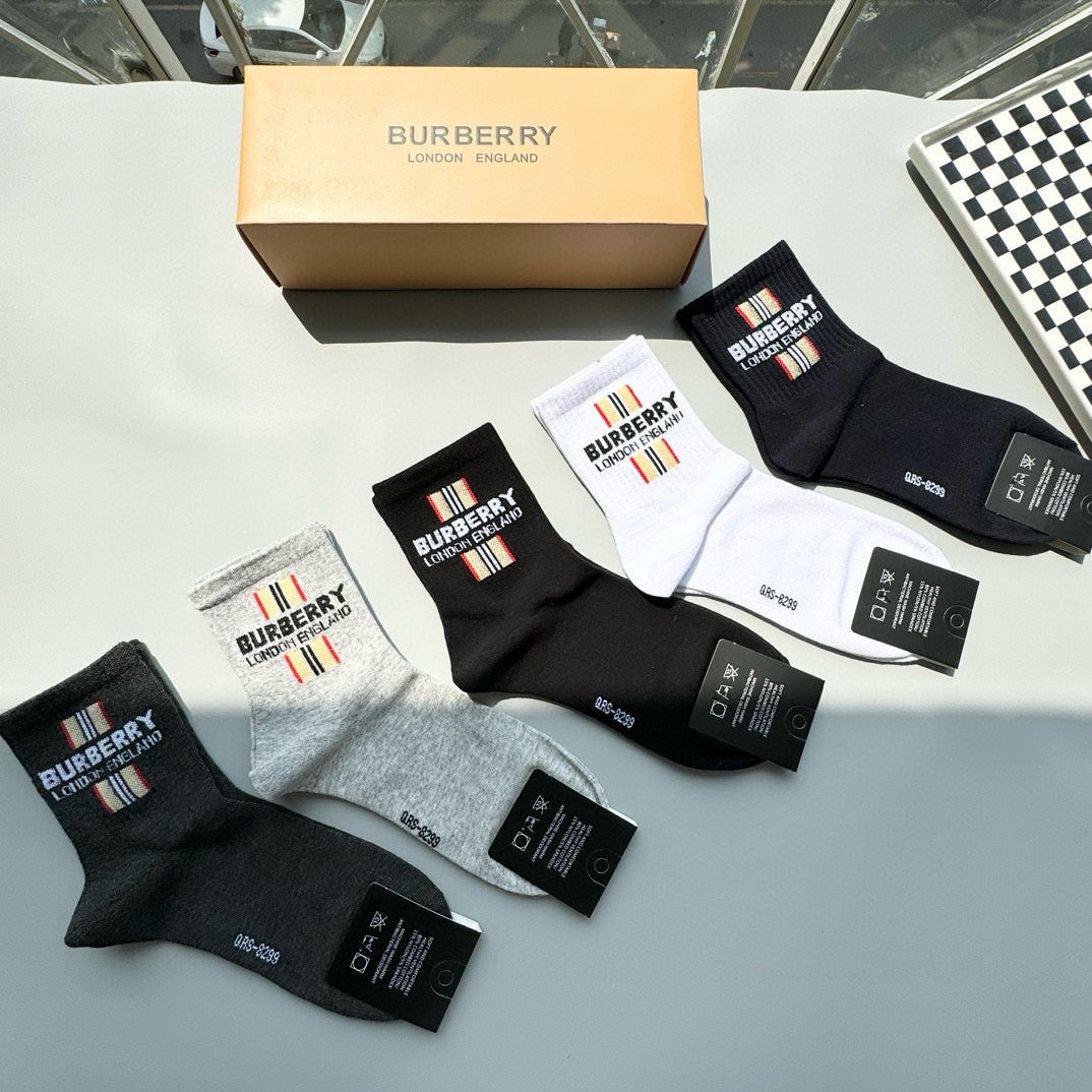 Burberry Bagh Mid-Calf Socks - Five Pairs Box Set