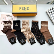 Fendi Double F Mid-Calf Socks for Men and Women - Autumn/Winter Collection