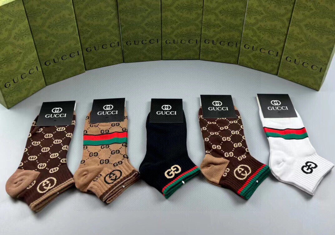 Gucci Classic Logo Jacquard Socks - Five Pairs Gift Box