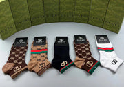Gucci Classic Logo Jacquard Socks - Five Pairs Gift Box
