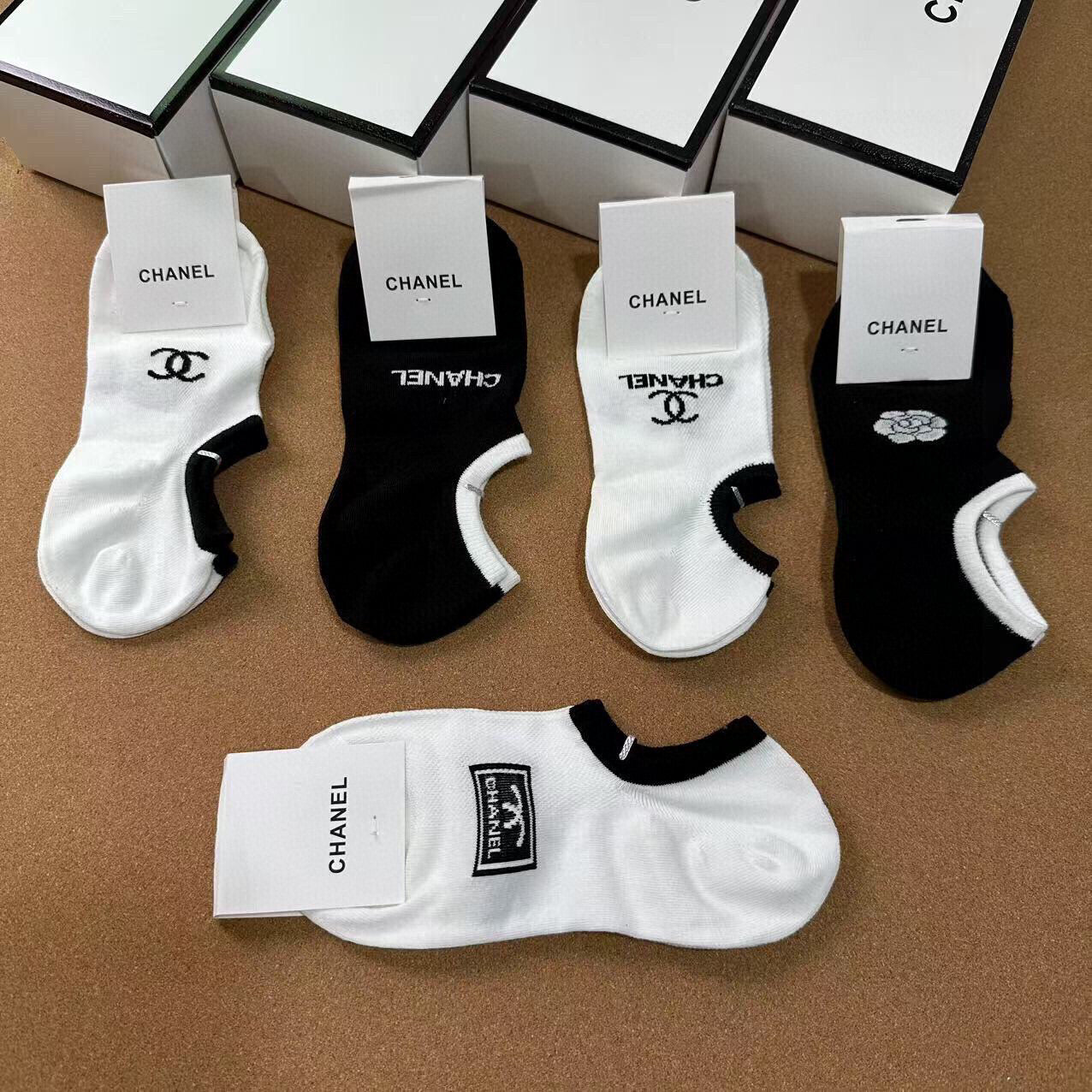 CHANEL Women's Cotton Socks - 5 Pairs Gift Box