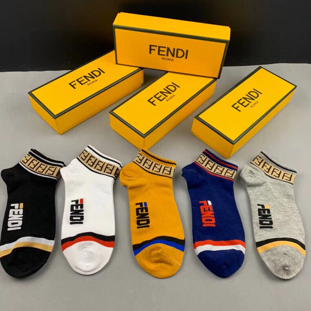 Fendi Big F Classic Socks â€“ Set of 5 Pairs