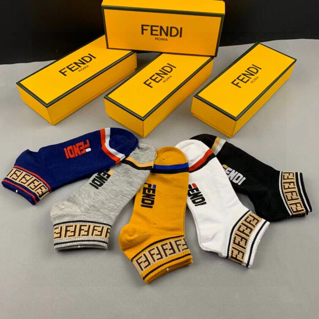 Fendi Big F Classic Socks â€“ Set of 5 Pairs