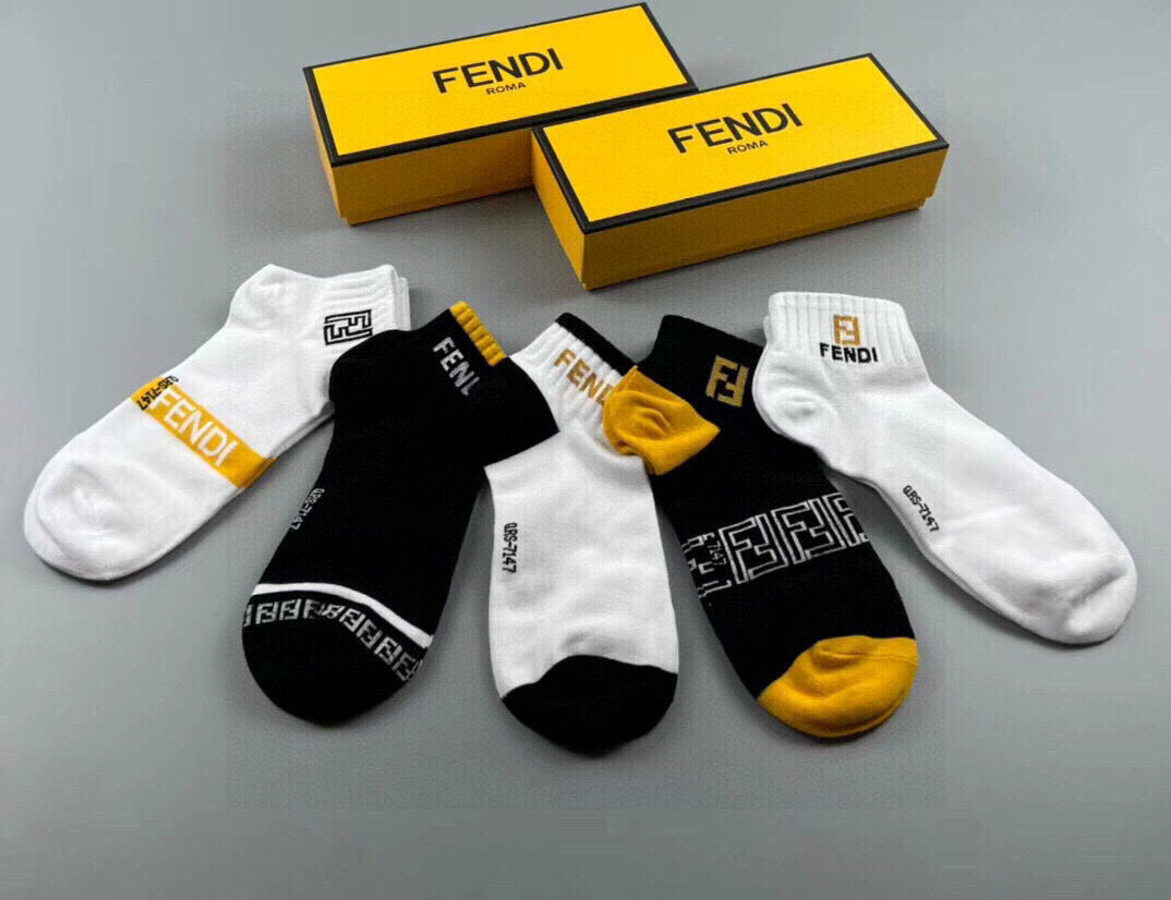 Fendi Big F Jacquard Socks - Set of 5 Pairs