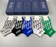 Dior Classic Cotton Short Socks - 5 Pairs Gift Box