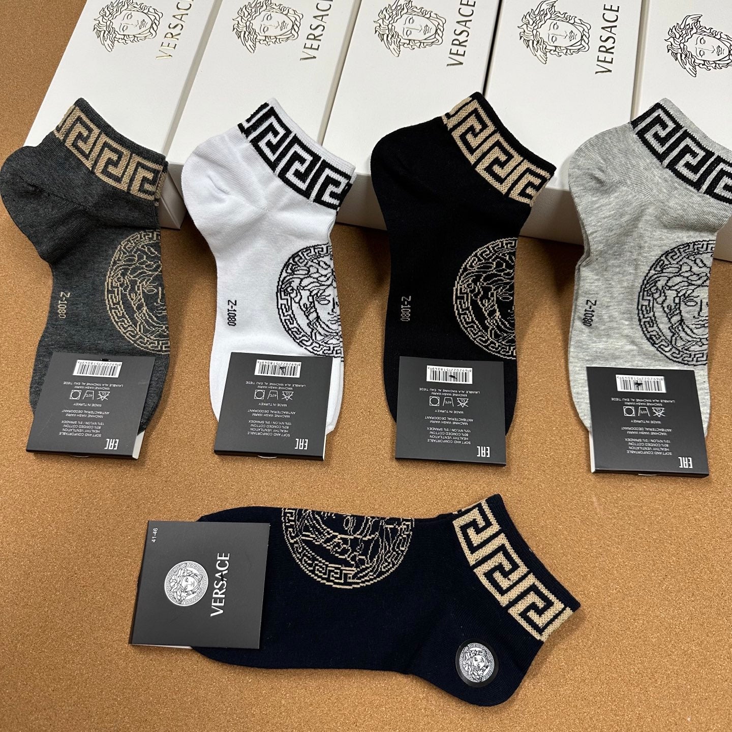 Versace Men's Cotton Socks Gift Box - 5 Pairs