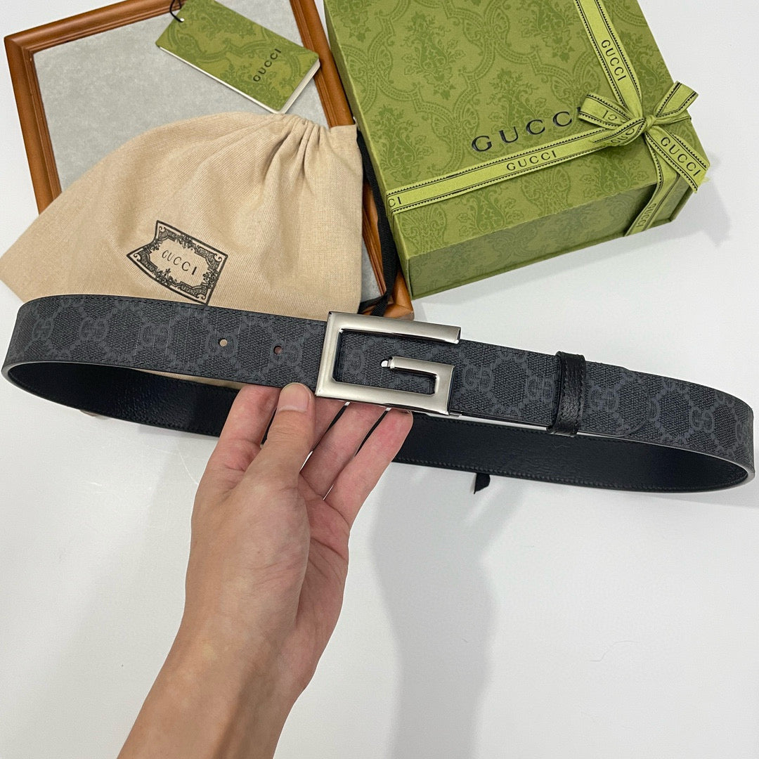 Gucci 626974 K9GSN Black GG Supreme Presbyopia Belt