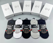 Versace Men's Invisible Boat Socks - 5 Pairs in Classic Colors