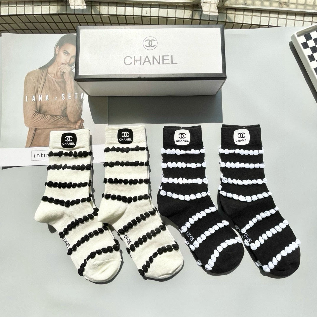 CHANEL Luxury Mid-Calf Socks - Set of Four Pairs