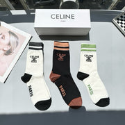 Celine Mid-Calf Socks - Three Pairs in Elegant Packaging