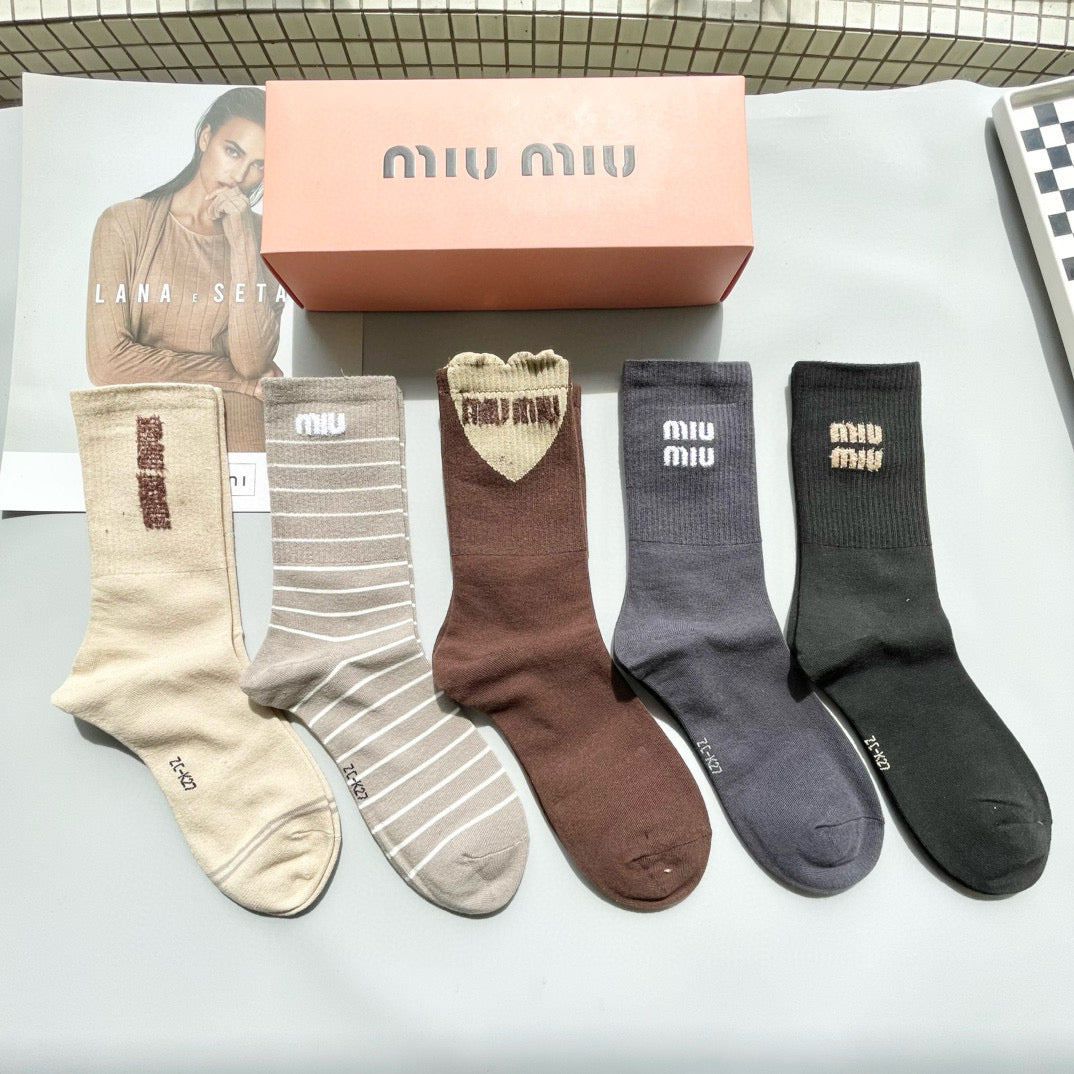 Miu Miu Luxury Cotton Socks - 4-Pair Set