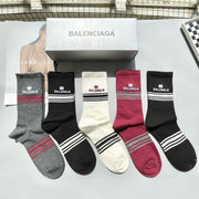 Balenciaga High-Top Fashion Socks - Five Pairs