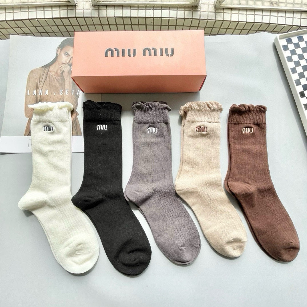 MIUMIU High-Quality Cotton Knee-High Socks - Trendy & Breathable