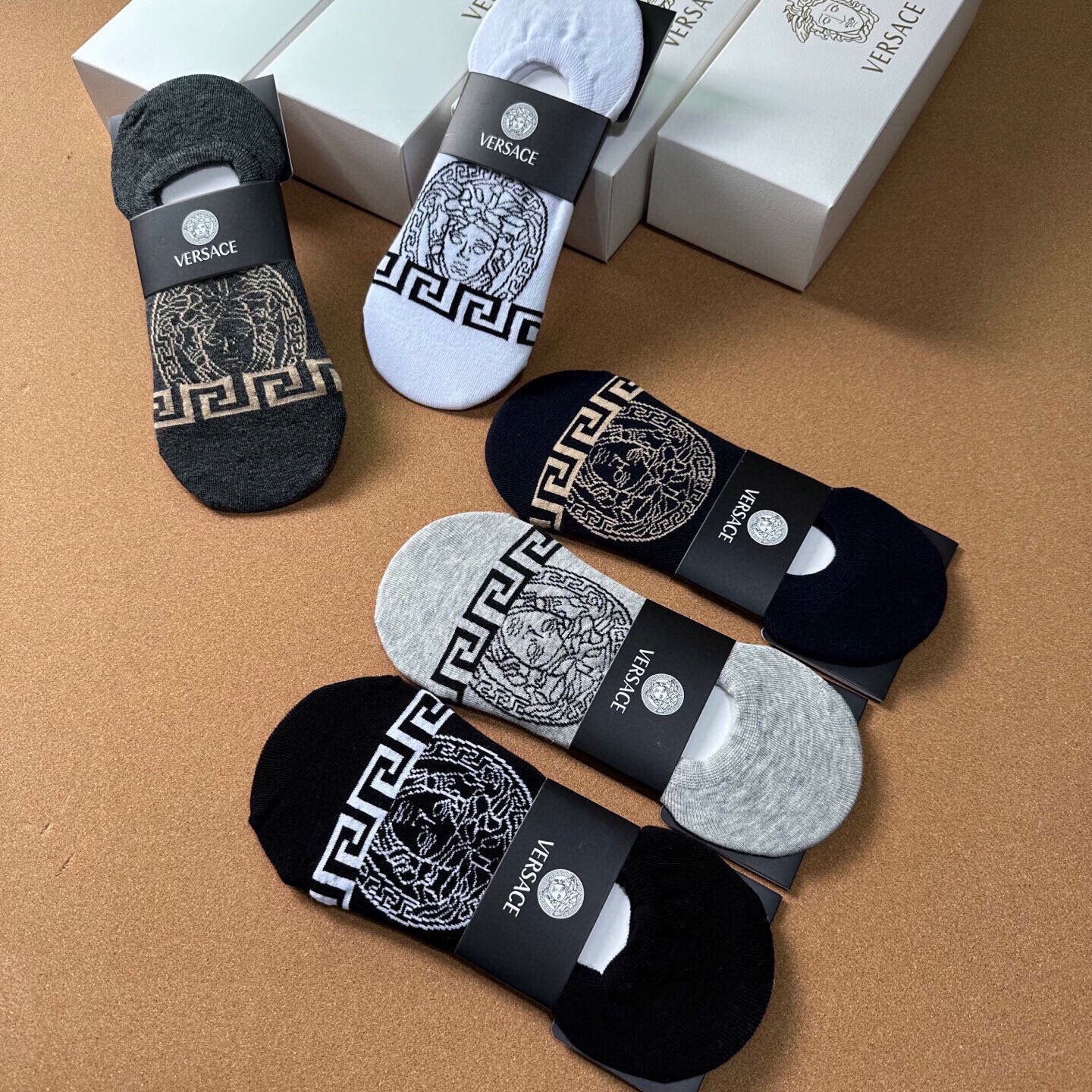 Versace Men's Invisible Boat Socks - Pack of 5