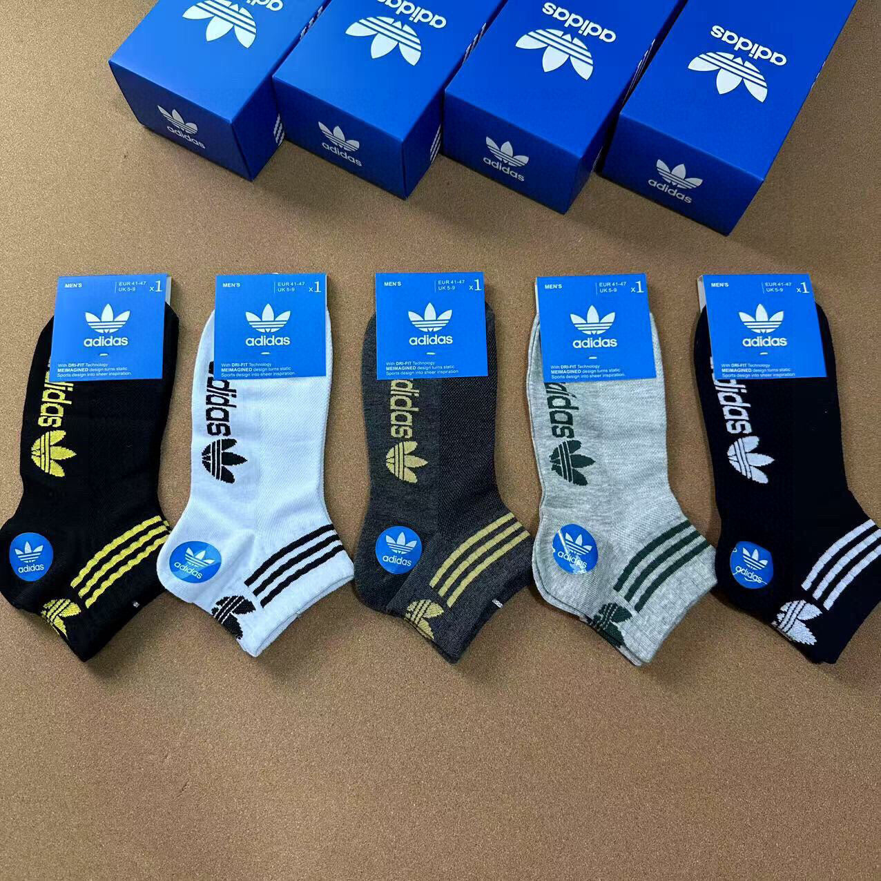 Adidas Men's Classic Clover Logo Socks - 5 Pairs
