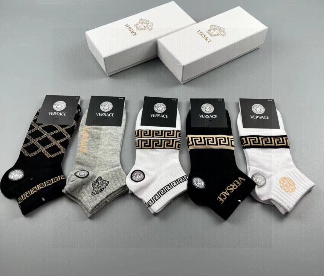 Versace Men's Cotton Socks - Set of 5 Pairs