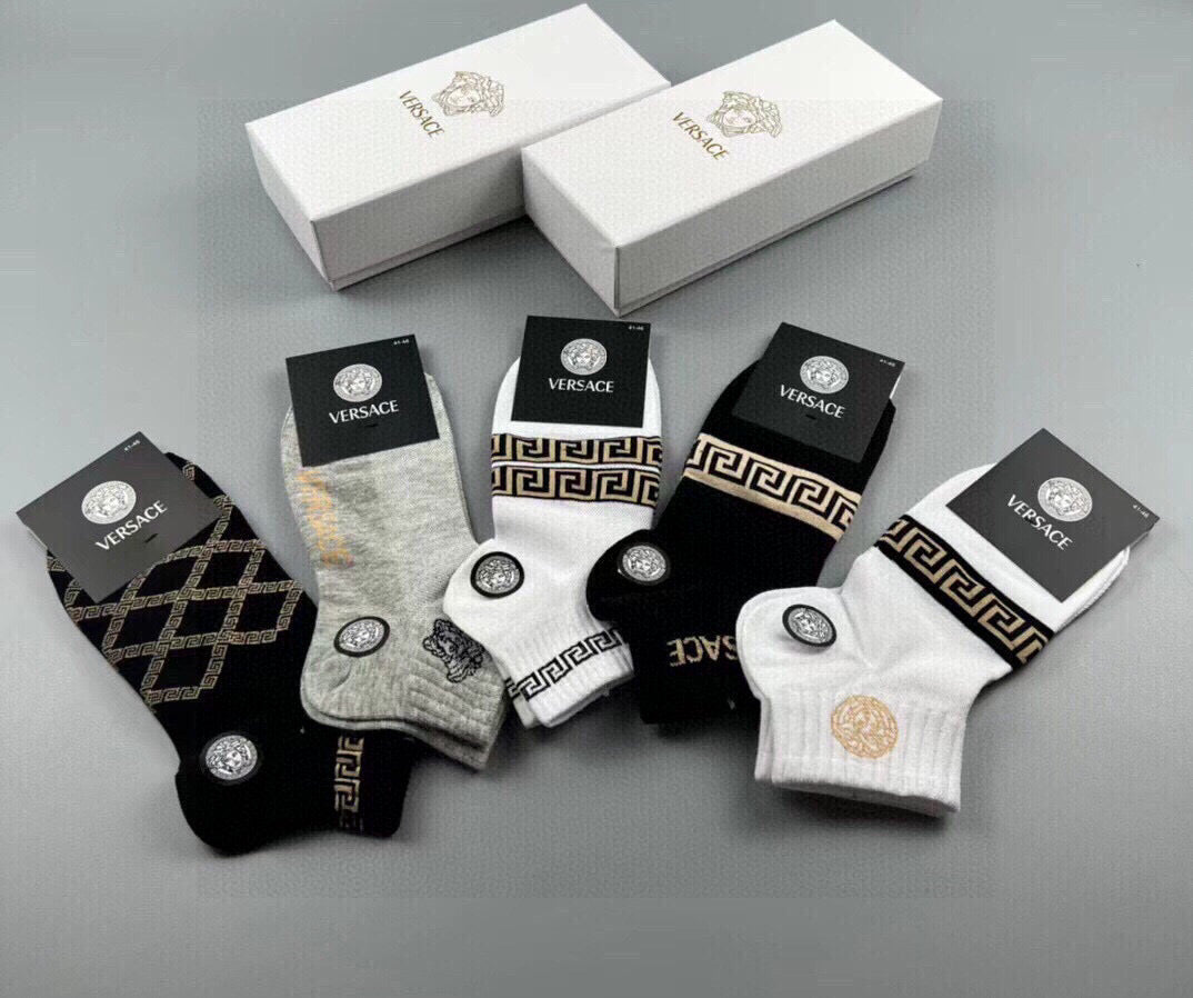 Versace Men's Cotton Socks - Set of 5 Pairs