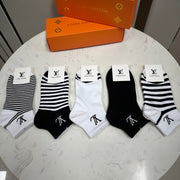 Louis Vuitton Women's Cotton Socks â€“ Luxurious 5-Pair Set