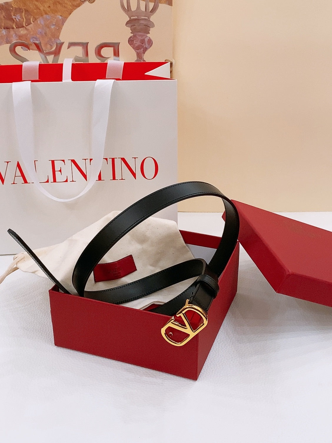 Italian Calfskin Leather Belt with VLOGO Signature Buckle