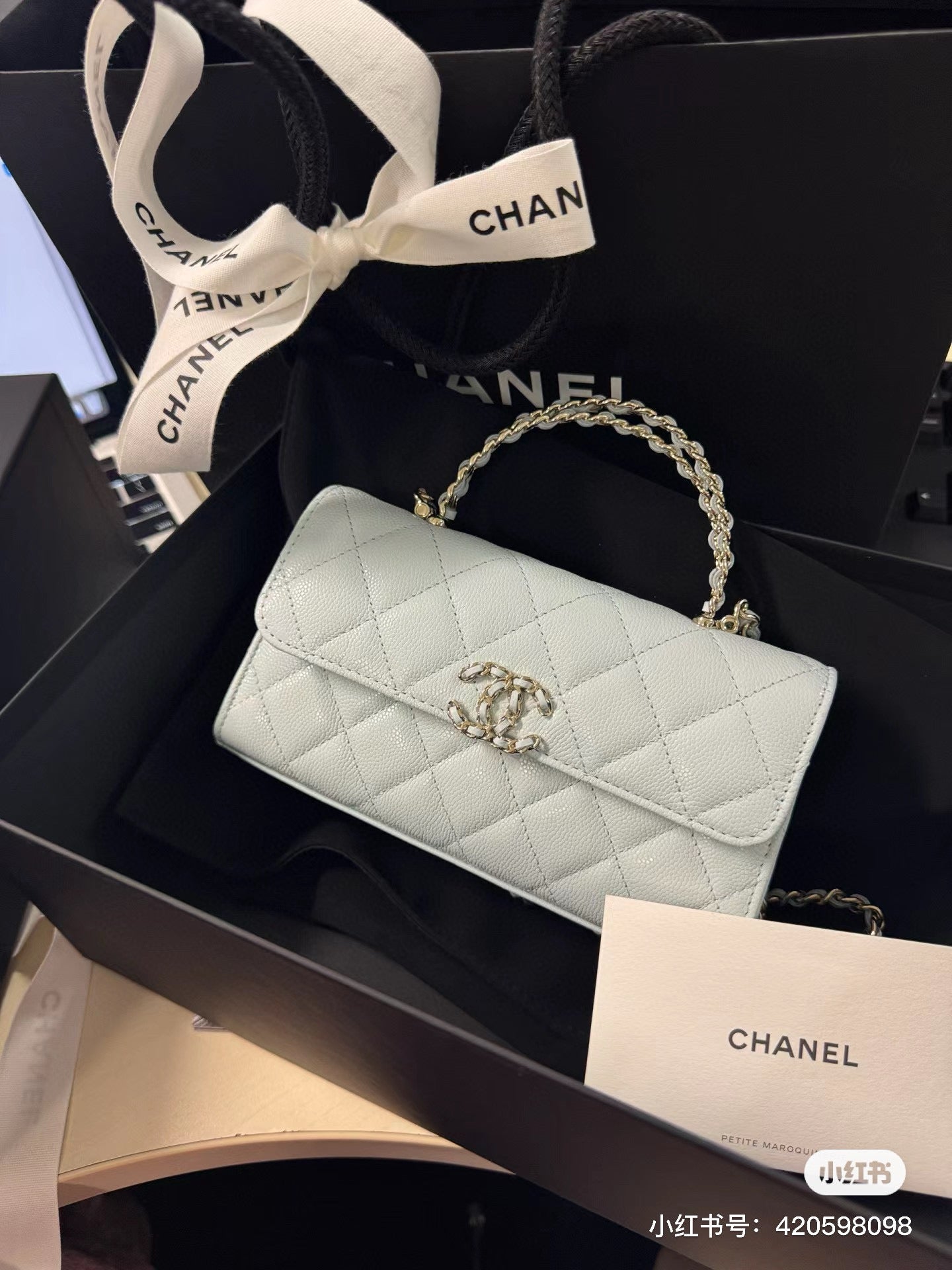 Elegant Baby Blue Chanel Handbag