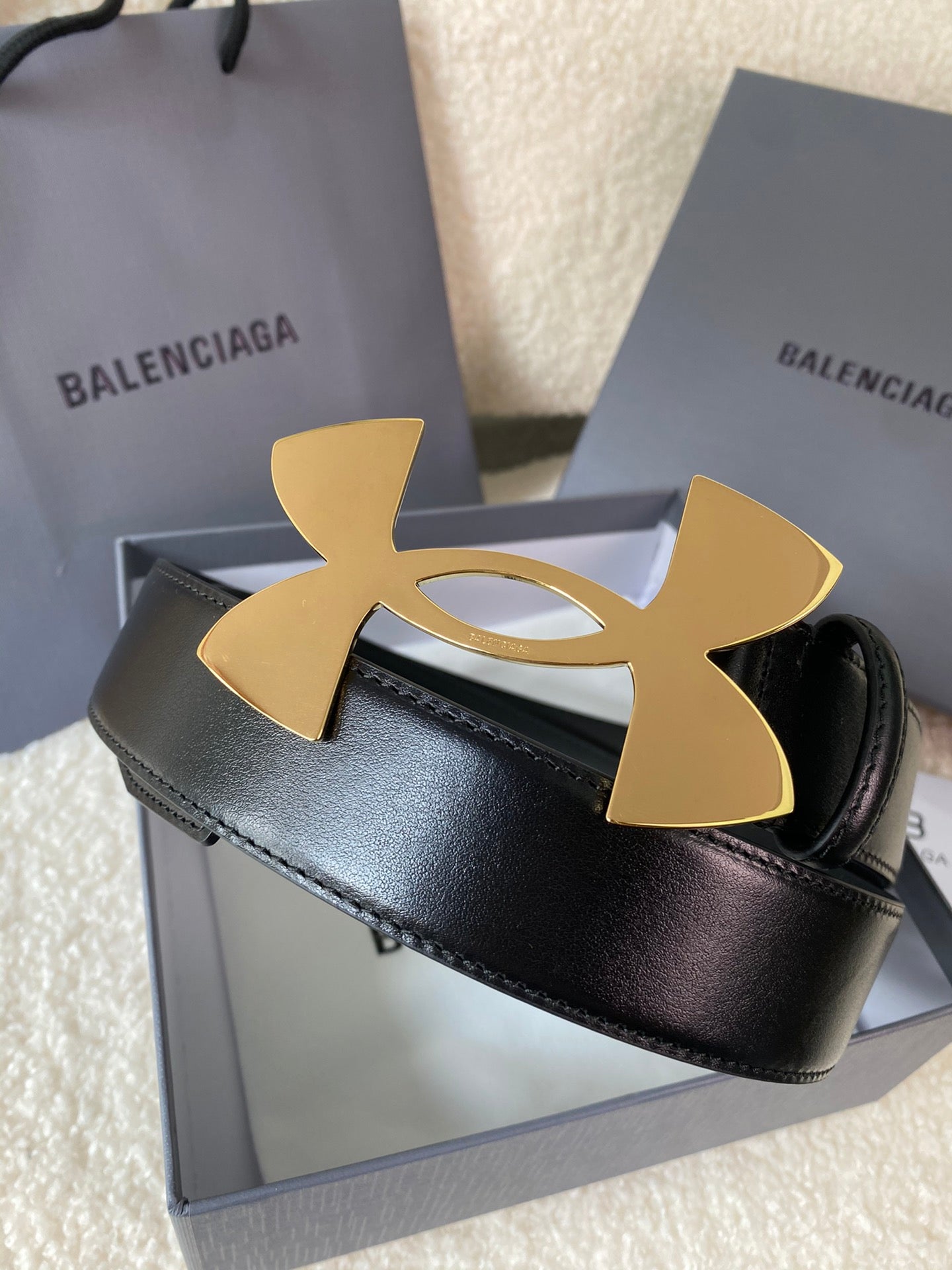 Balenciaga Calfskin Belt - 3.5cm Vintage Copper Hardware
