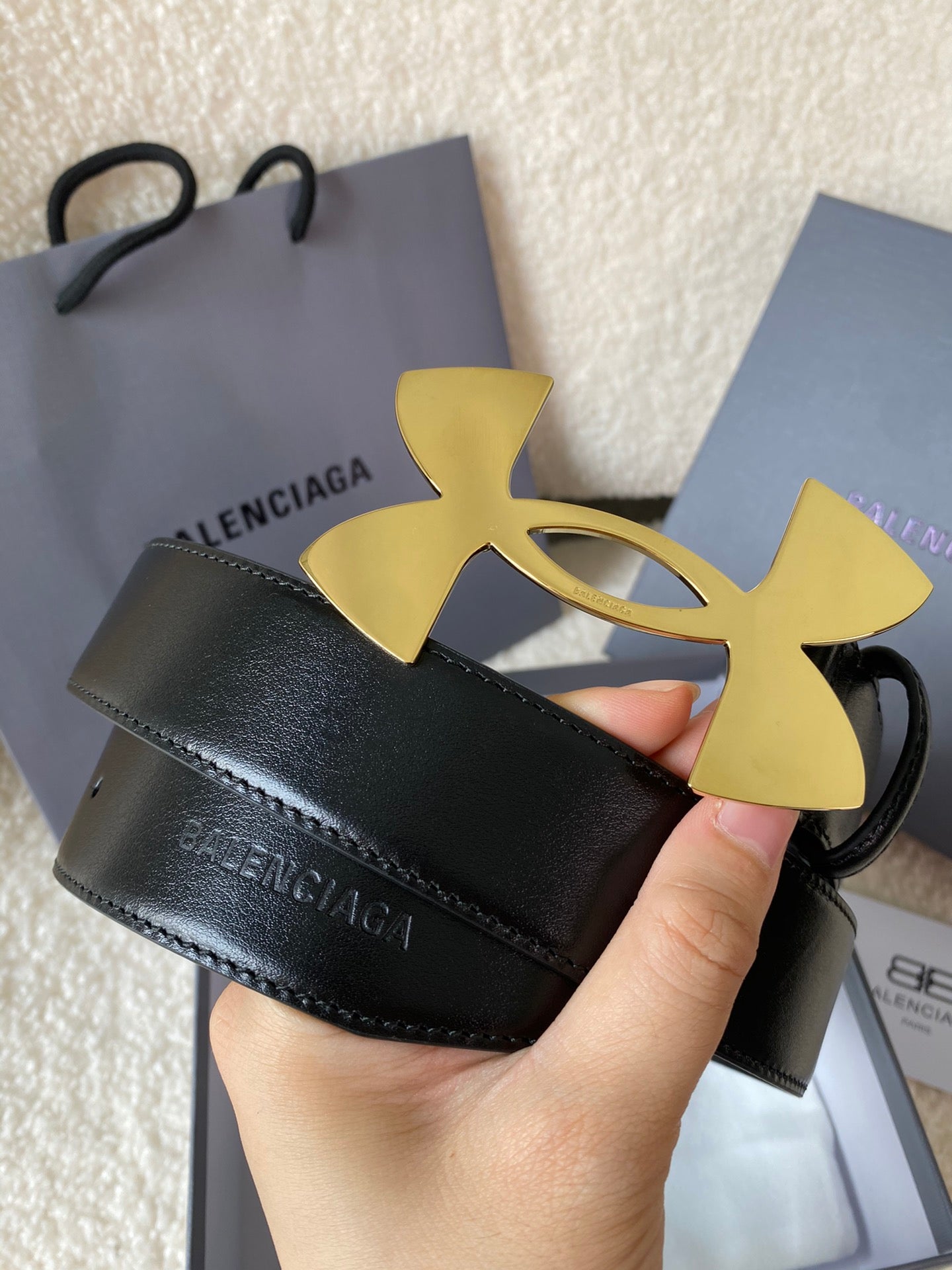 Balenciaga Calfskin Belt - 3.5cm Vintage Copper Hardware