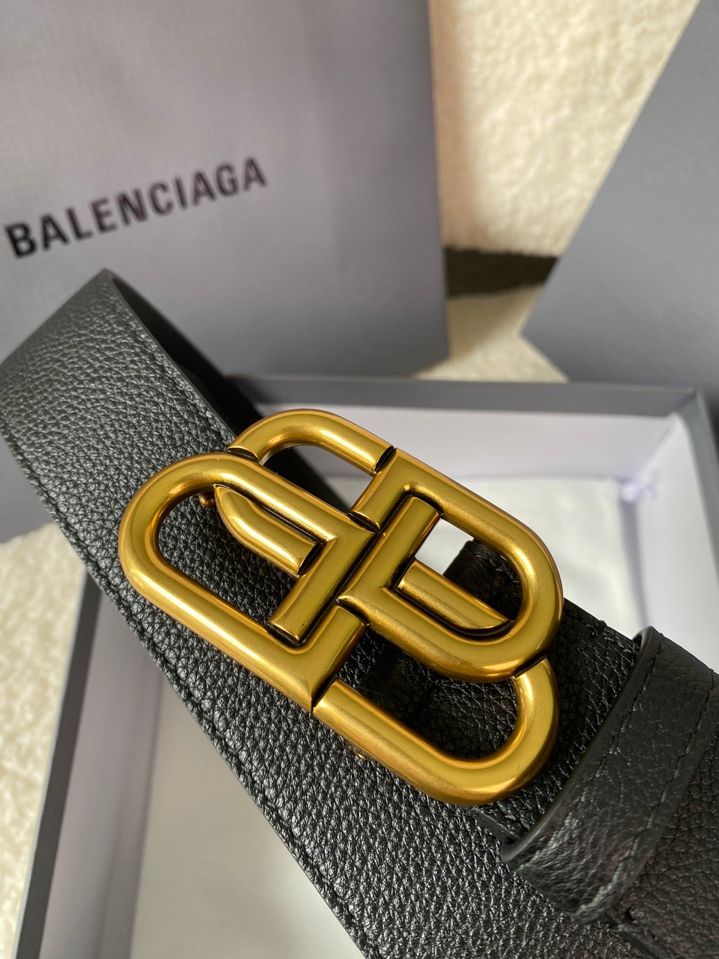 Balenciaga Calfskin 3.5cm Luxury Belt with Retro Hardware