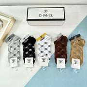 Women's High-Quality Short Socks by Chanel - 5 Pairs