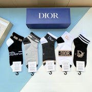 Vintage Dior Crystal Logo Socks - Five Pairs
