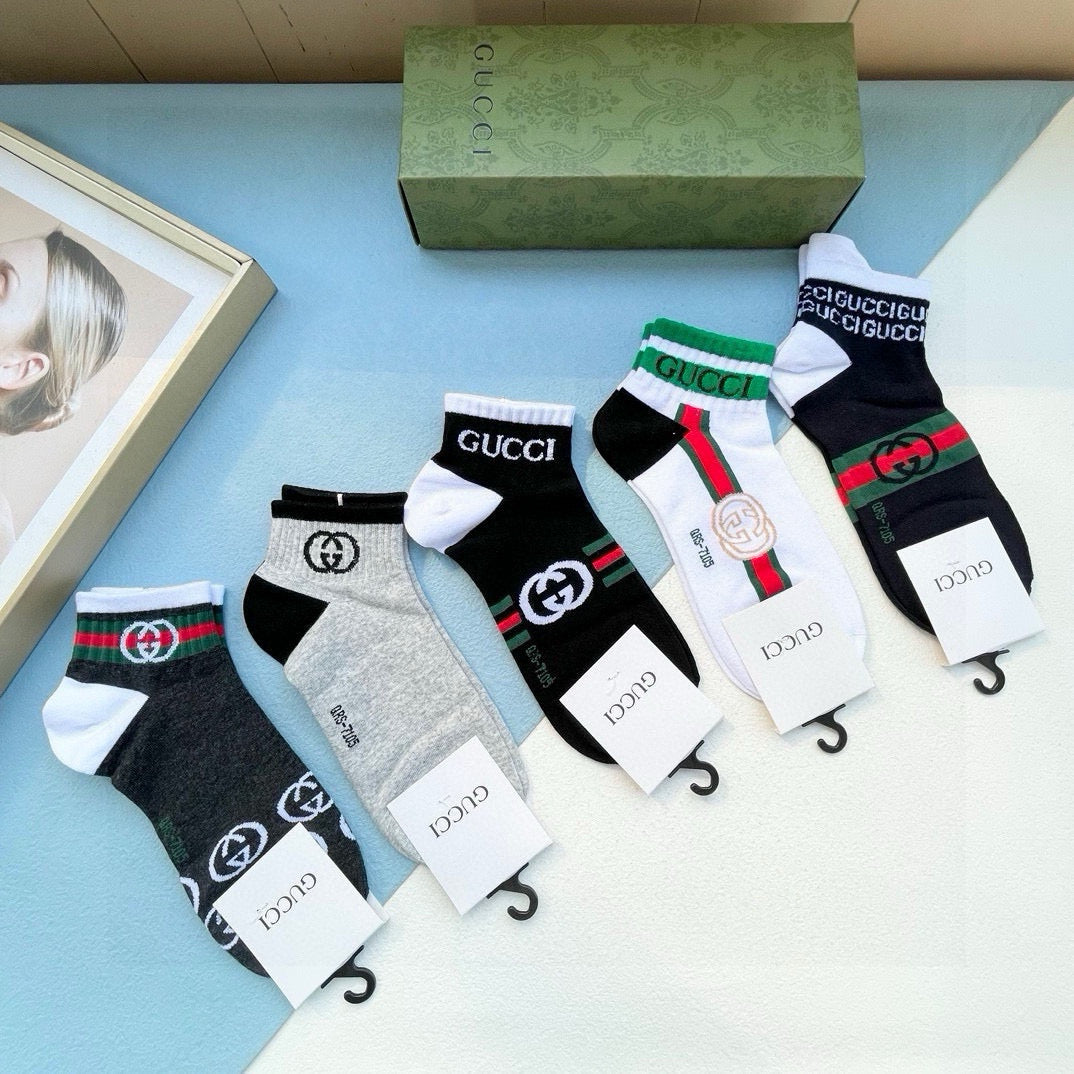 Gucci Fashionable Short Socks - 5 Pairs Box Set
