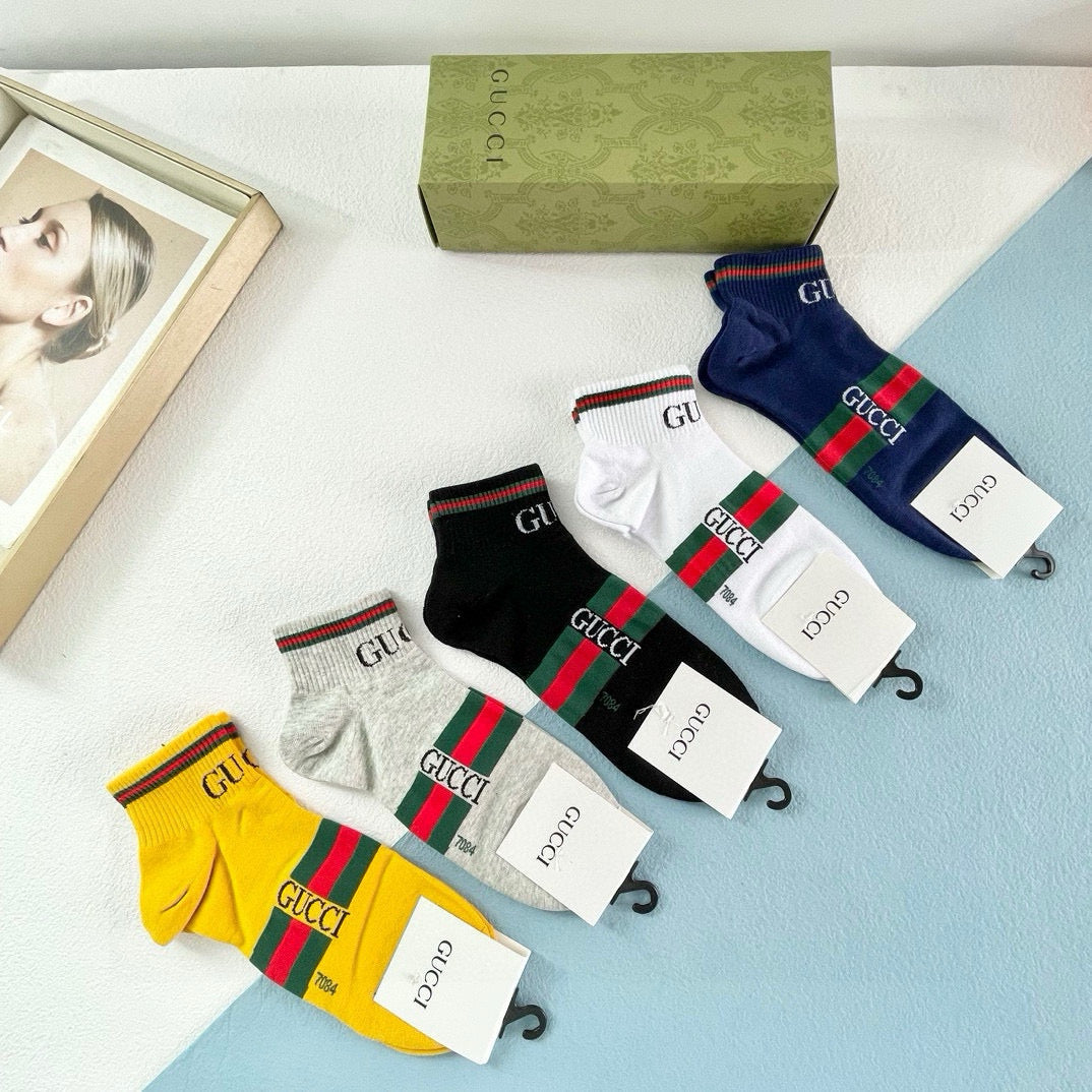 Luxury Gucci Short Socks - Five Pairs