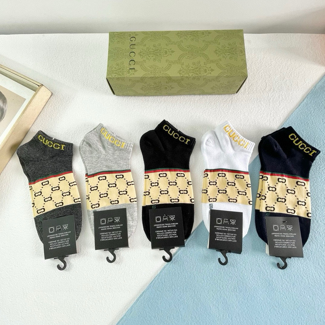 Gucci Fashion Short Socks â€“ 5 Pairs Box Set