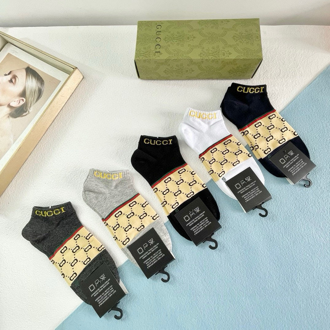 Gucci Fashion Short Socks â€“ 5 Pairs Box Set