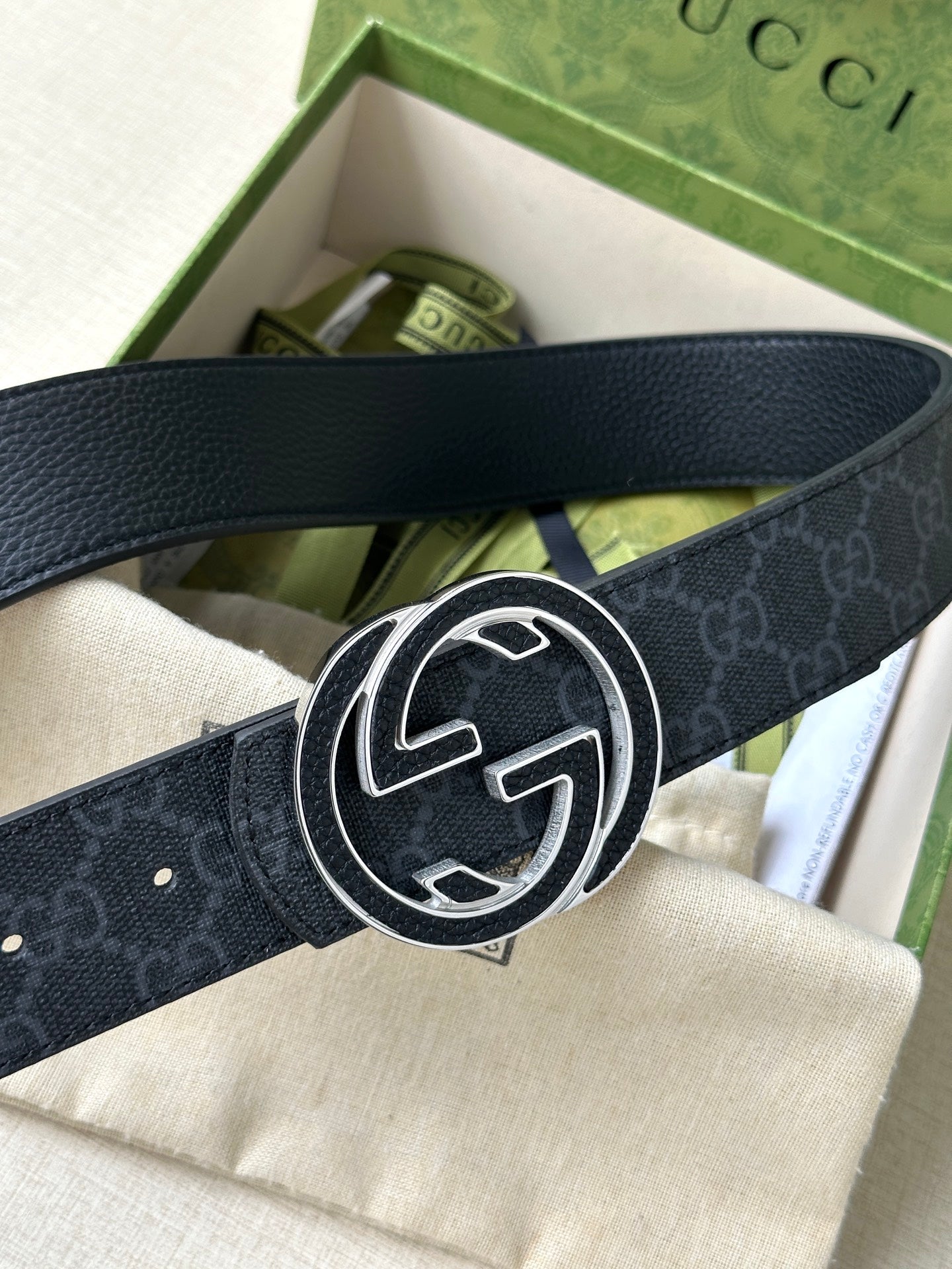 Gucci Reversible Leather Belt with Double G Buckle