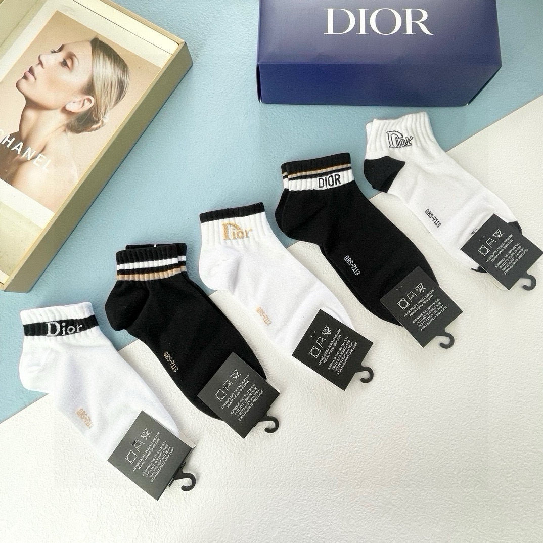 DIOR Vintage Logo Tattoo Socks - Set of 5 Pairs